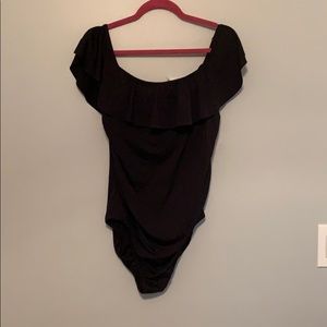 Ruffle top one piece bathing suit